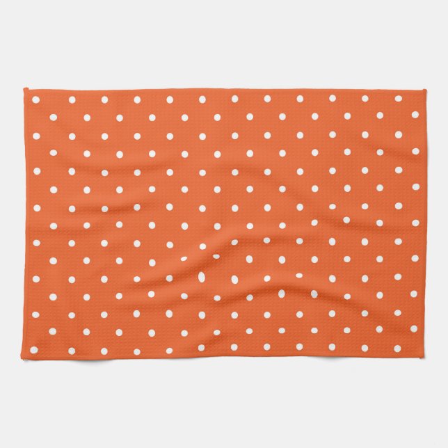 Seamless  bright orange background polka dot kökshandduk (Horisontell)