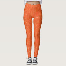 Seamless  bright orange background polka dot leggings