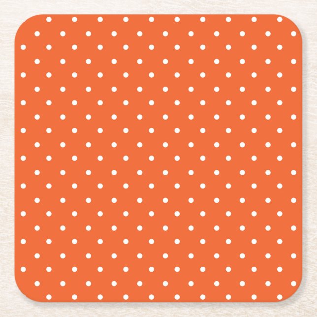 Seamless  bright orange background polka dot underlägg papper kvadrat (Framsidan)