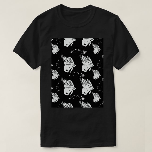 Seamless Celestial Mönster Celestial Moth Mönster T Shirt (Design framsida)