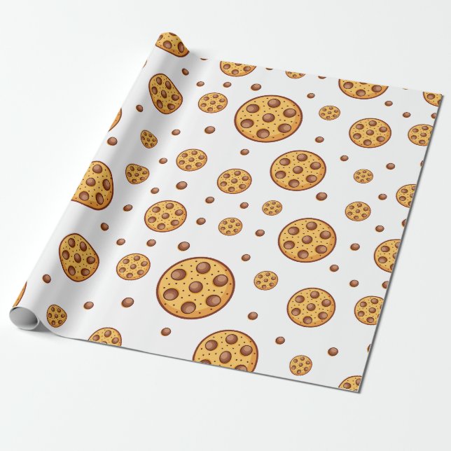 Seamless chocolate chip cookies pattern presentpapper (Utrullad)