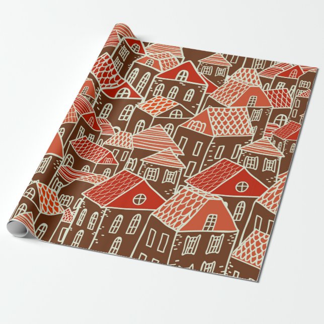 Seamless city pattern in presentpapper (Utrullad)