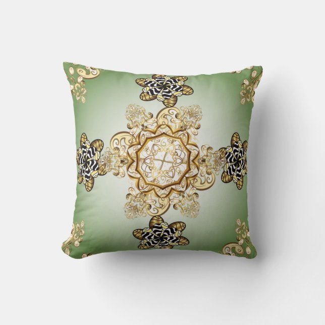 Seamless classic vintage golden pattern. Vintage i Kudde (Framsida)