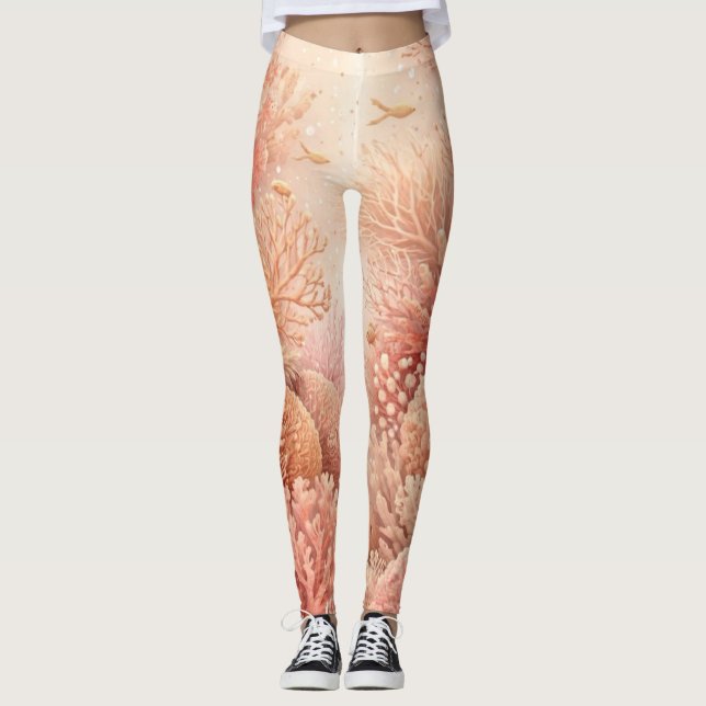 ​Seamless Coral Reef Mysticism  Leggings (Framsida)