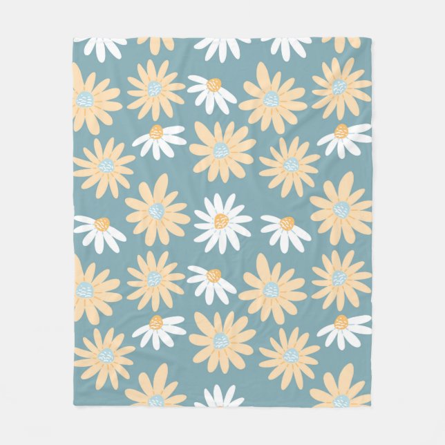 Seamless daisies pattern in small naive wild flowe fleecefilt (Framsidan)