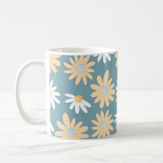 Seamless daisies pattern in small naive wild flowe kaffemugg (Vänster)