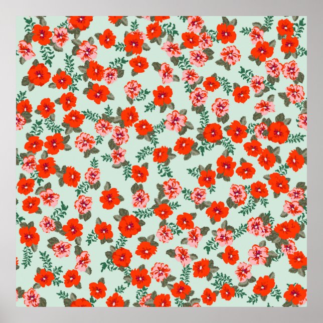 Seamless ditsy pattern in small cute wild flowers. poster (Framsidan)