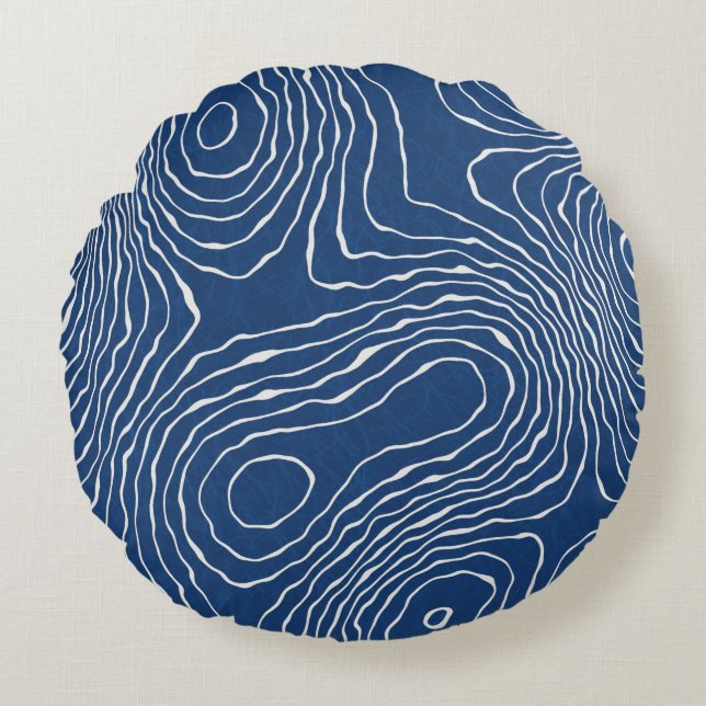 Seamless earth line topographic map organic patter rund kudde (Framsidan)