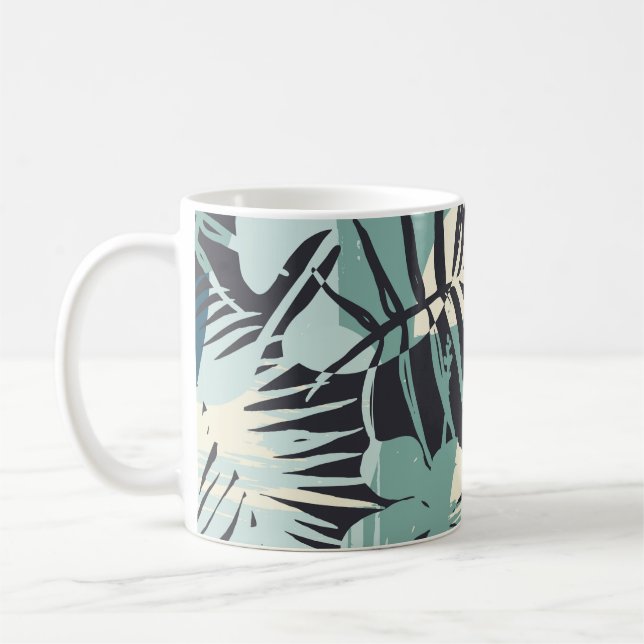 Seamless exotic pattern with tropical plants and a kaffemugg (Vänster)