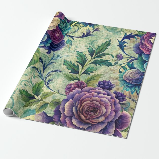 Seamless Floral Pattern Furniture Decoupage Paper Presentpapper (Utrullad)