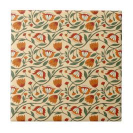 Seamless floral pattern in beige background kakelplatta