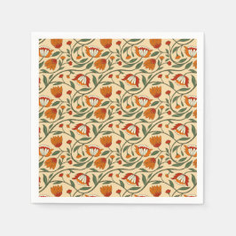 Seamless floral pattern in beige background pappersservett