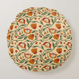 Seamless floral pattern in beige background rund kudde