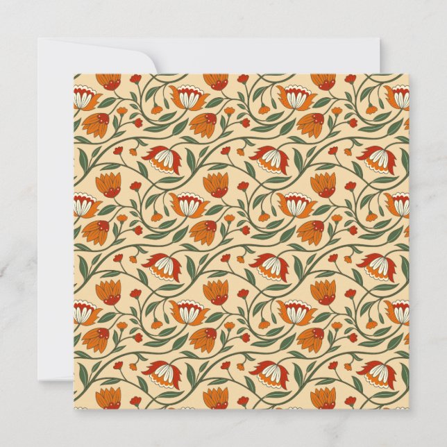 Seamless floral pattern in beige background tack kort (Framsida)