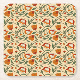Seamless floral pattern in beige background underlägg papper kvadrat