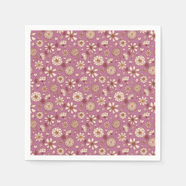 Seamless Floral pattern maroon Pappersservett (Framsidan)