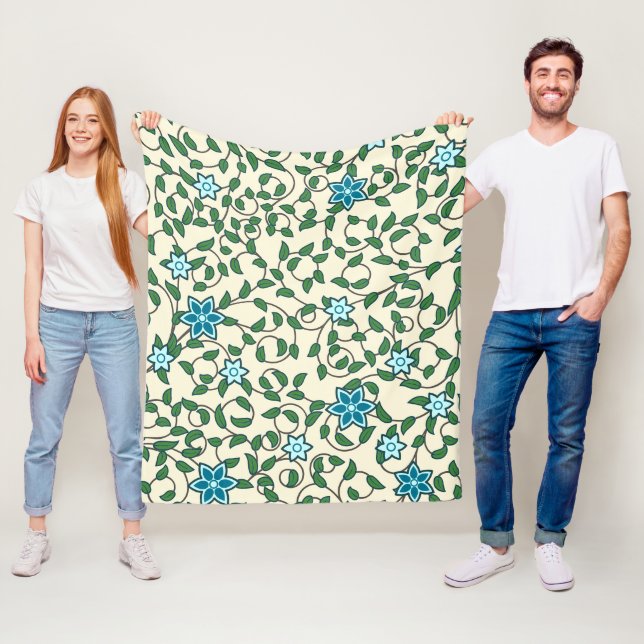 Seamless floral pattern on beige background fleecefilt (På plats)