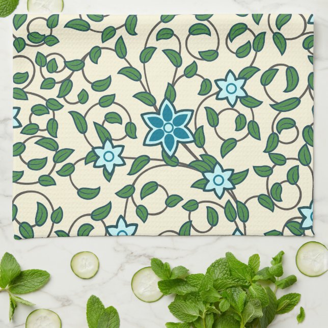 Seamless floral pattern on beige background kökshandduk (Vikta)