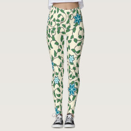 Seamless floral pattern on beige background leggings