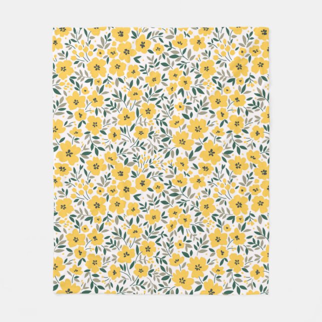 Seamless floral pattern,  Small yellow flowers. Wh Fleecefilt (Framsidan)