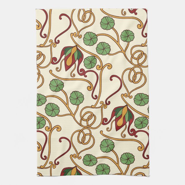 Seamless floral pattern with red and yellow  kökshandduk (Vertikal)