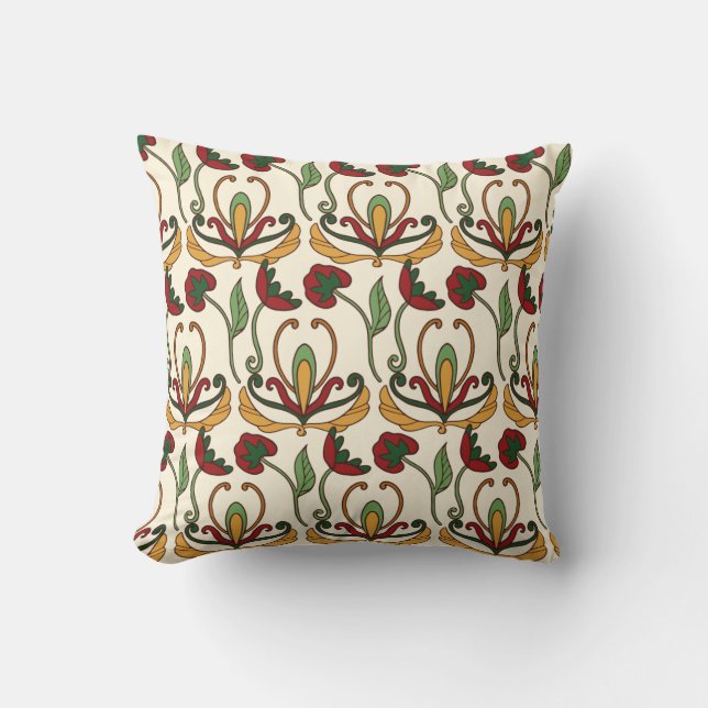 Seamless floral pattern with red and yellow  kudde (Framsida)