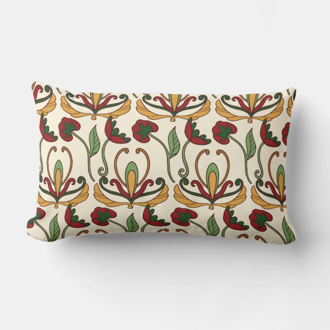 Seamless floral pattern with red and yellow  lumbarkudde (Framsida)