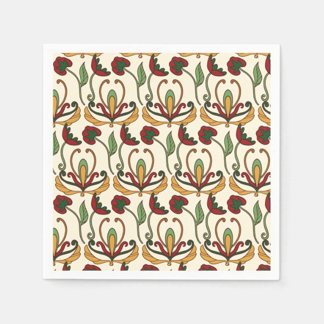 Seamless floral pattern with red and yellow  pappersservett (Framsidan)