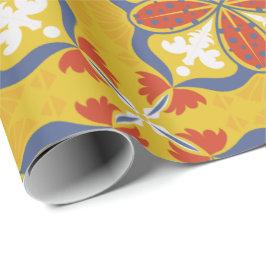 Seamless floral pattern with red, white, and blue  presentpapper