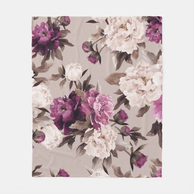 Seamless floral pattern with roses on light backgr fleecefilt (Framsidan)