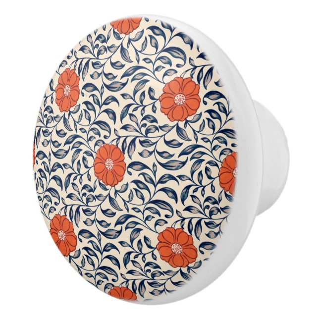 Seamless floral pattern with vibrant orange flower knopp (Höger)