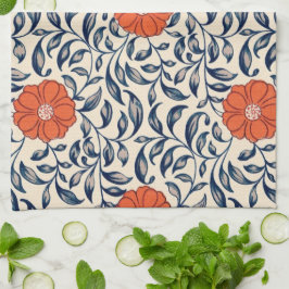 Seamless floral pattern with vibrant orange flower kökshandduk
