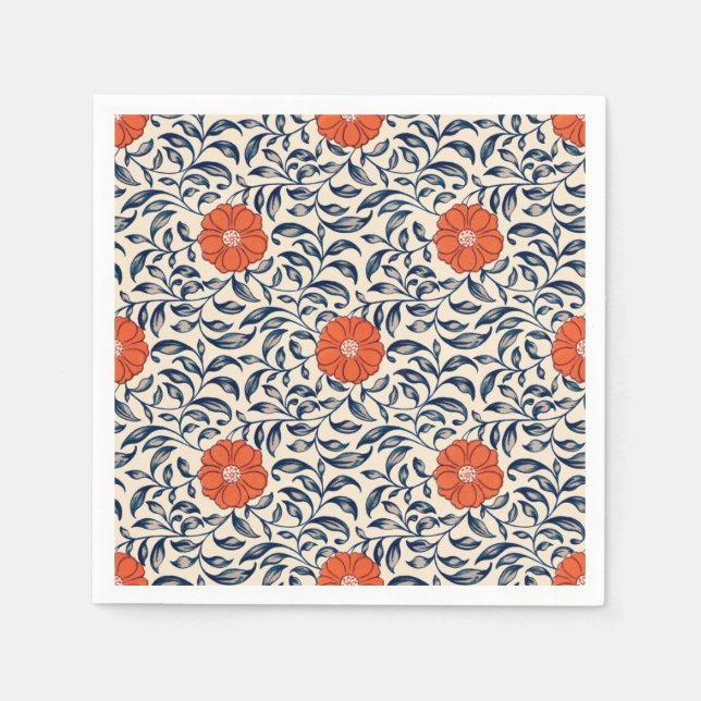 Seamless floral pattern with vibrant orange flower pappersservett (Framsidan)