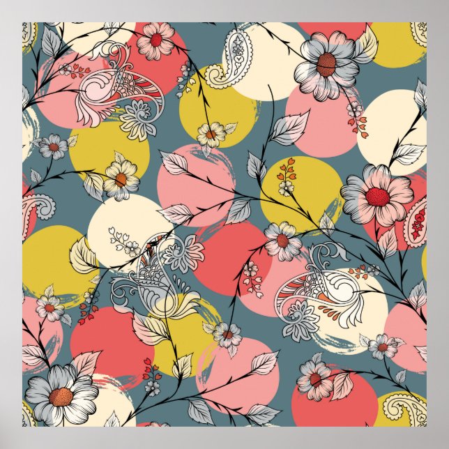 Seamless flower pattern on backgroundfloral, patte poster (Framsidan)