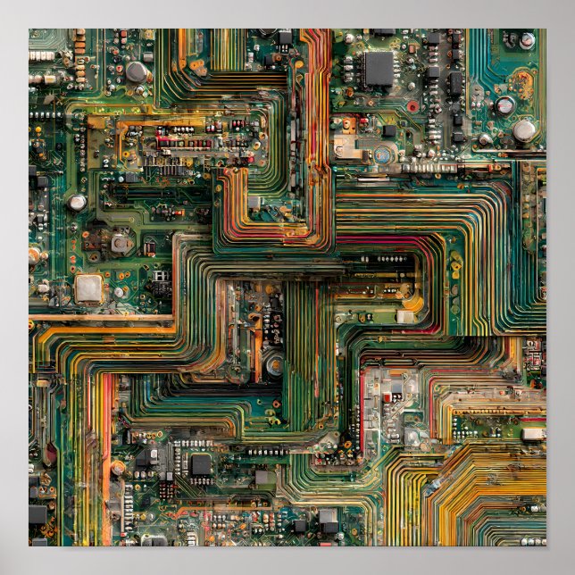 Seamless Fractured Tech: Bent Circuit Boards  Poster (Framsidan)