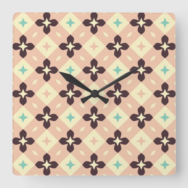 Seamless geometric floral  pattern fyrkantig klocka (Framsida)