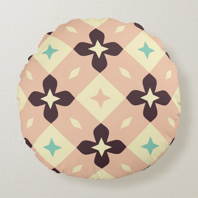 Seamless geometric floral  pattern rund kudde (Framsidan)