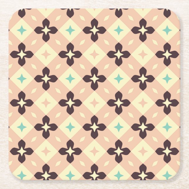 Seamless geometric floral  pattern underlägg papper kvadrat (Framsidan)
