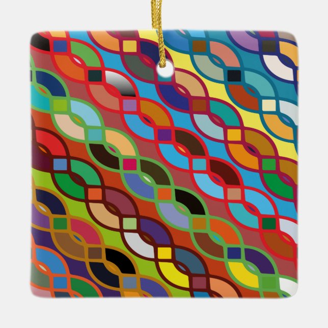 Seamless Geometric Multifärgad chain Mönster Julgransprydnad Keramik (Framsida)