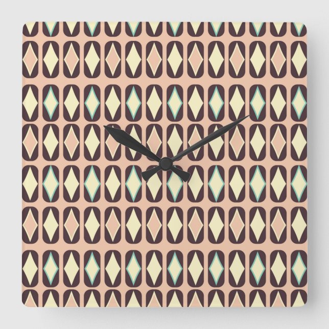 Seamless geometric pattern in dark brown leaf  fyrkantig klocka (Framsida)