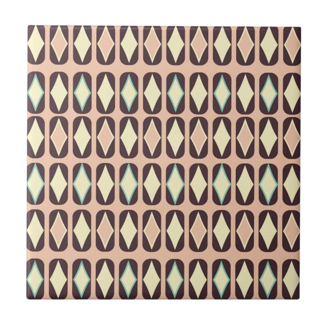 Seamless geometric pattern in dark brown leaf  kakelplatta (Framsidan)