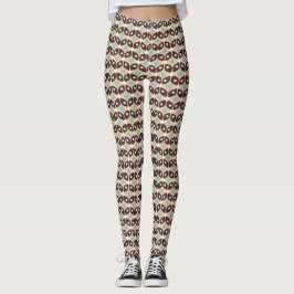 Seamless geometric pattern in dark brown leaf  leggings