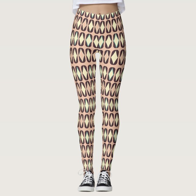 Seamless geometric pattern in dark brown leaf  leggings (Framsida)