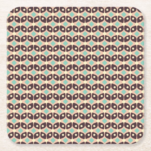 Seamless geometric pattern in dark brown leaf  underlägg papper kvadrat (Framsidan)