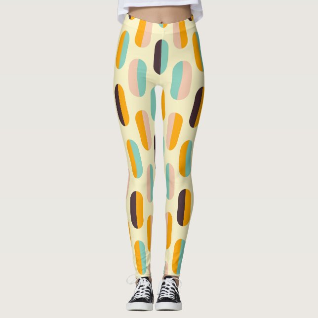 Seamless geometric pattern in retro vibes leggings (Framsida)