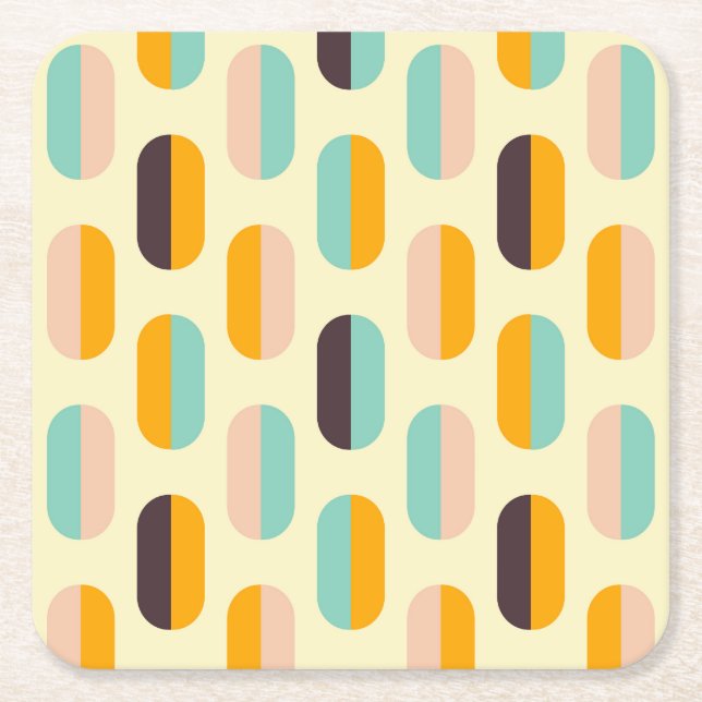 Seamless geometric pattern in retro vibes underlägg papper kvadrat (Framsidan)