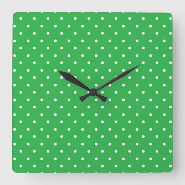 Seamless green background polka dot pattern fyrkantig klocka (Framsida)