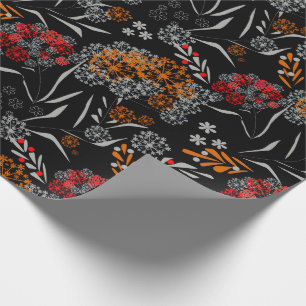 Seamless gullig liten blommablommönstersvart v presentpapper