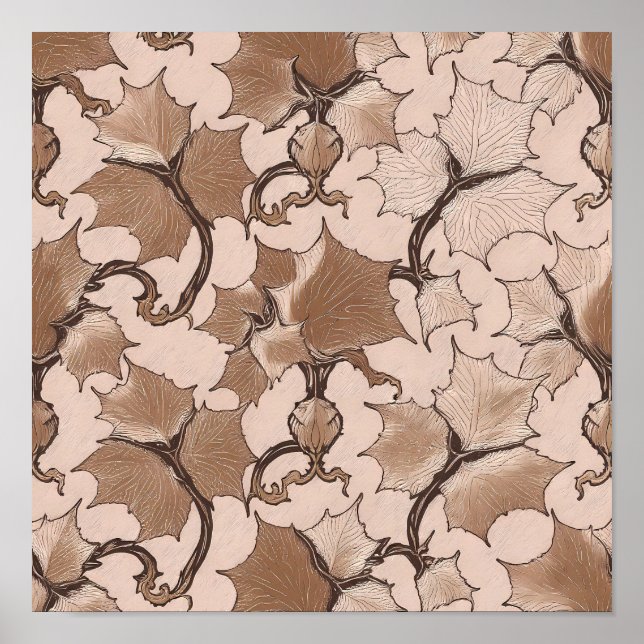 Seamless High-Contrast Sepia Ivory Tiling Pattern Poster (Framsidan)