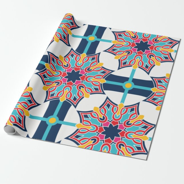 Seamless Islamic Art Colorful Presentpapper (Utrullad)